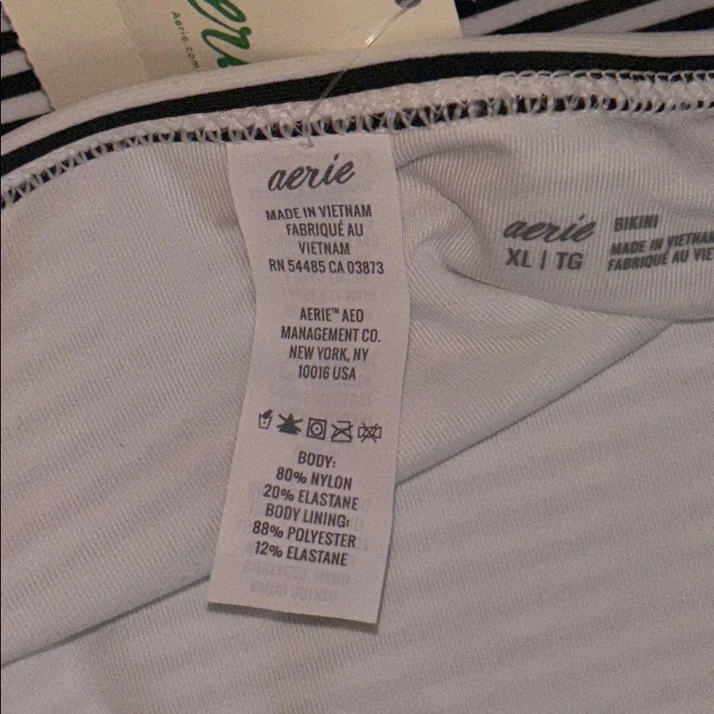 Aerie Black and White Striped Bikini Bottoms